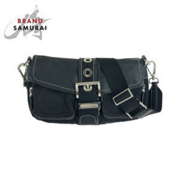 Prada triangular nylon Tessuto Bag Shoulder black pouch leather - Picture 1 of 9